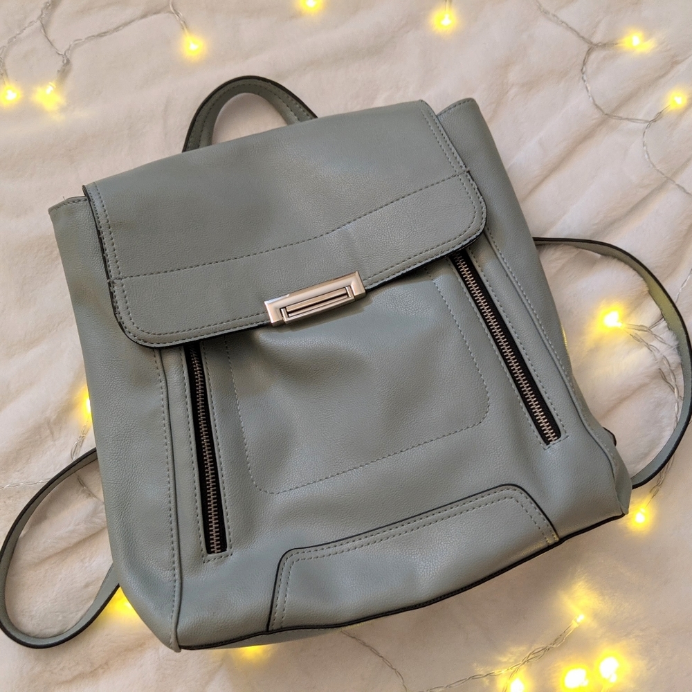 Faux leather mint green backpack